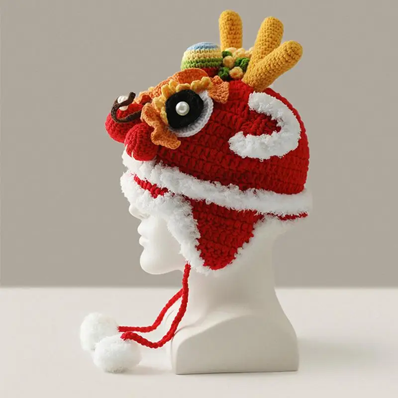 Chinese New Year Hat Crochet Head Cover Good Luck Hat For Year Of The Dragon Celebration Chinese New Year Party Hat For Family