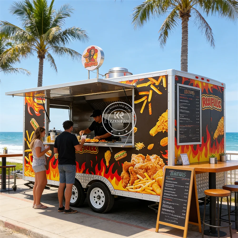 

Коммерческий мобильный фургон для кофе и напитков, передвижная кухня для уличной еды, портативный фудтрак с оборудованием из нержавеющей стали