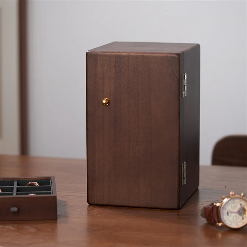 Oirlv الخشب الصلب مجوهرات المنظم صندوق صندوق تخزين مكتبي حلقة سوار مجوهرات صندوق تخزين متعدد الطبقات صندوق امتصاص مغناطيسي #4