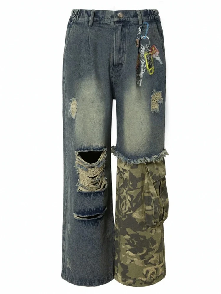 Women High Waist Wide Leg Pants Shiny Straight Pants Long Jeans Casual Trendy Trousers 2026 Autumn Winter New Denim Trousers
