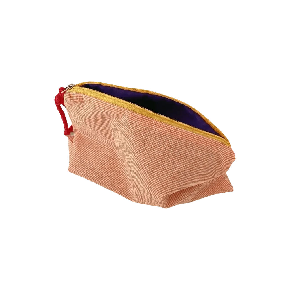 Simple Plaid Makeup Bag with Zipper Large Capacity Cosmetic Bag Lightweight Portable Cosmetic Organizer Travel