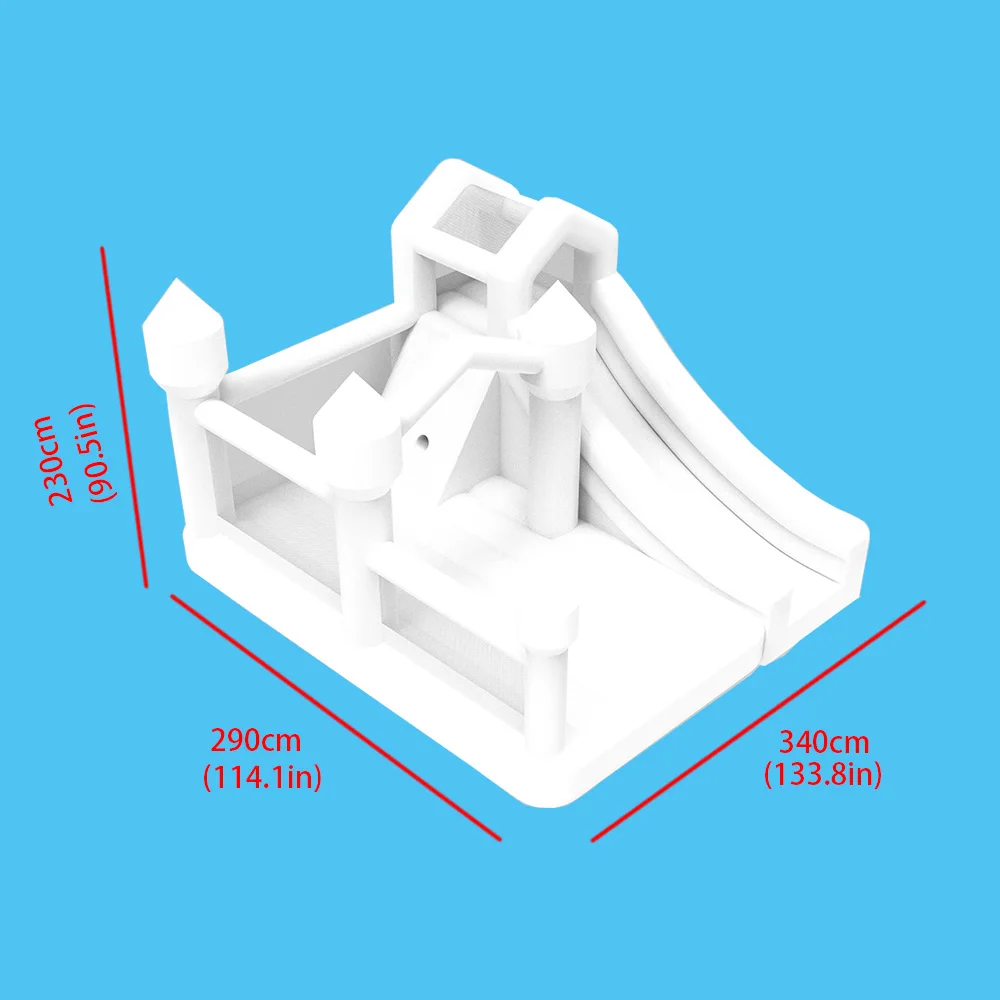 

Надувной белый батут-замок 4,5 м с большой зоной для прыжков и горкой, для свадеб, дней рождения, акций и продаж