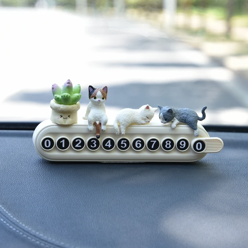 Creative Car Temporary Parking Number Plate Cute Japanese Cat Small Ornaments Hidden Car Temporary Parking Phone Plate