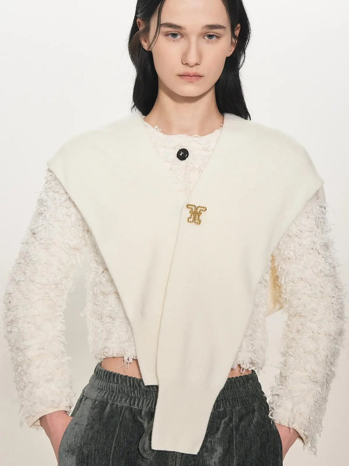 Chal De Punto De Lana Unisexño Estilo Coreano Cómodo Casual Color Sólido Versátil Para Mujer Accesorio De Moda De Primavera 2025