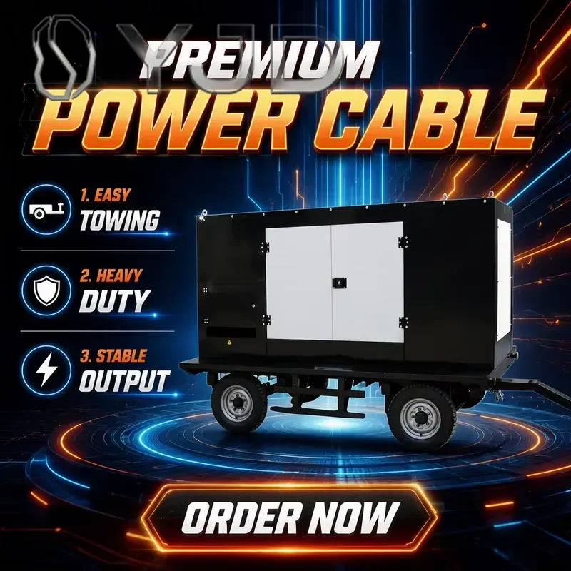 50KW/100KVA Silent Soundproof Air Cooled Three Phase Generator Trailer 12V DC Electric Start Auto Start ATS
