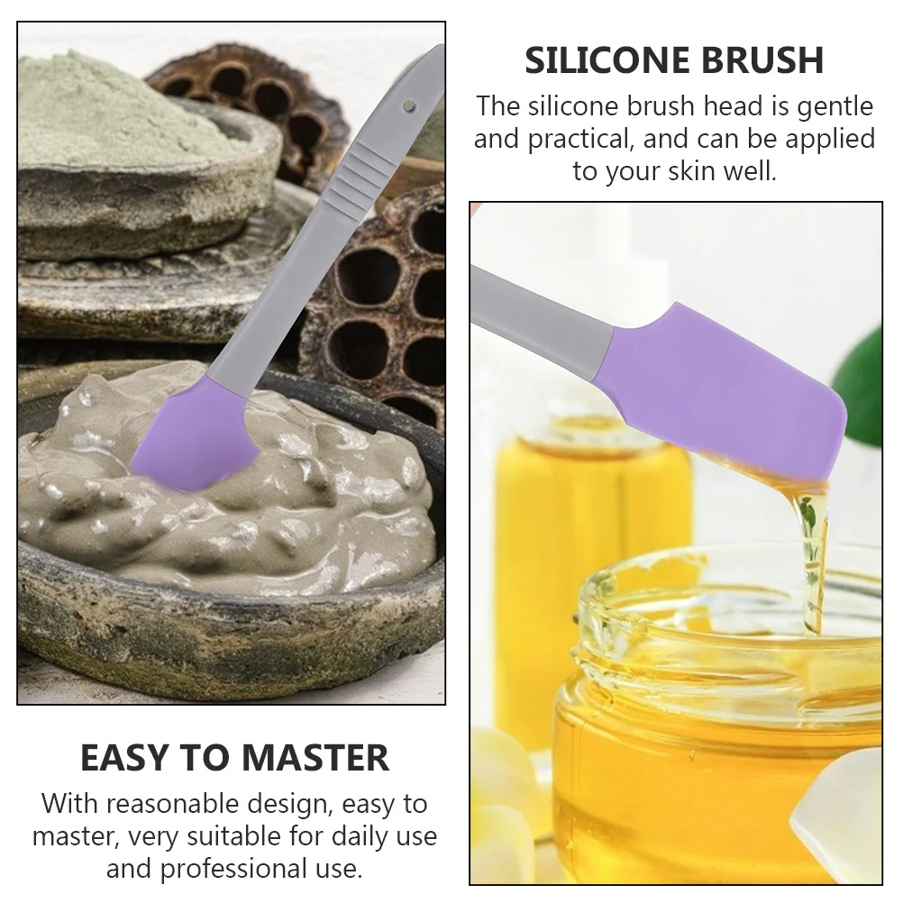 5 strumenti per la cura della pelle, applicano spatola per cera, forniture di bellezza, pennello per trucco, raschietto in silicone, maschera per le mani viola