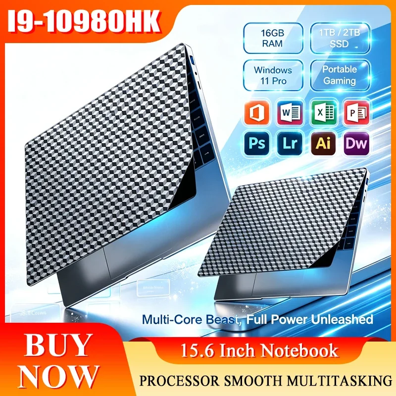 15.6 Inch Full HD IPS Laptop 120Hz Screen Intel Core I9-10980HK 32GB RAM 2TB SSD Backlit Keyboard Long Battery Life Windows 11