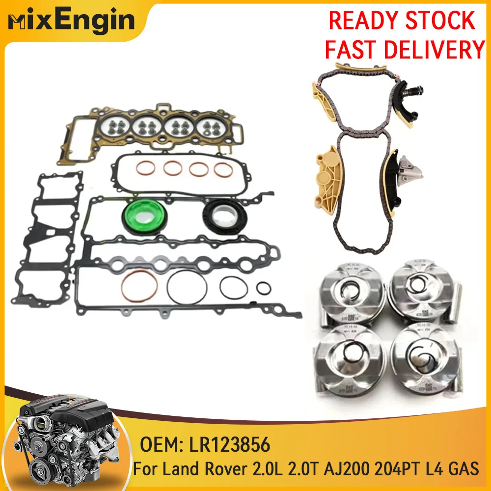 

Engine Head Gasket Set Piston Set Timing Chain Kit Fit 2.0 L 2.0 T For Land Rover Range Rover AJ200 204PT PT204 2.0L 2.0T L4 GAS