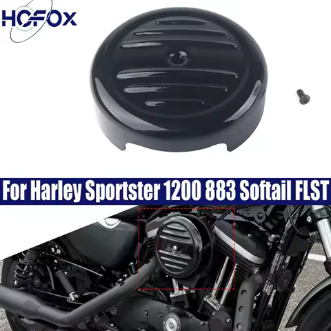For Harley Sportster 1200 883 Softail FLST 8"Black Metal Round Stripe Air Cleaner Cover