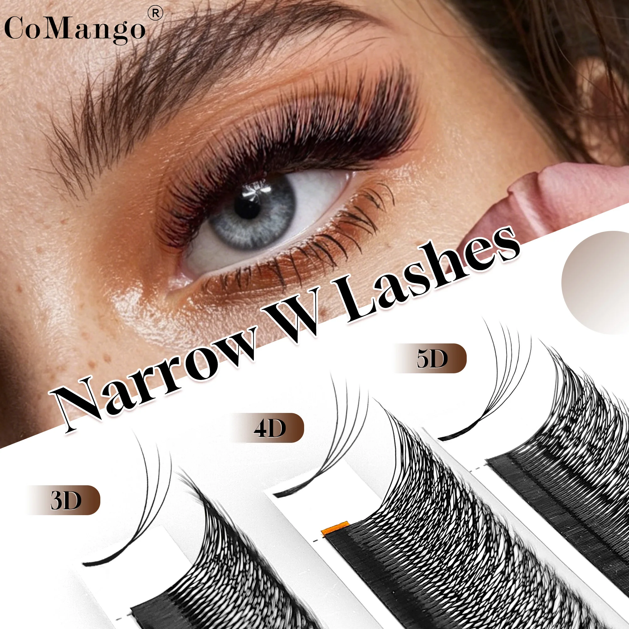 CoMango Neue 3D/4D/5D W-förmige schmale Wimpernverlängerungen, 8–15 mm, einzeln/gemischt, W-Stil, natürliche Einzelwimpern, Kosmetik