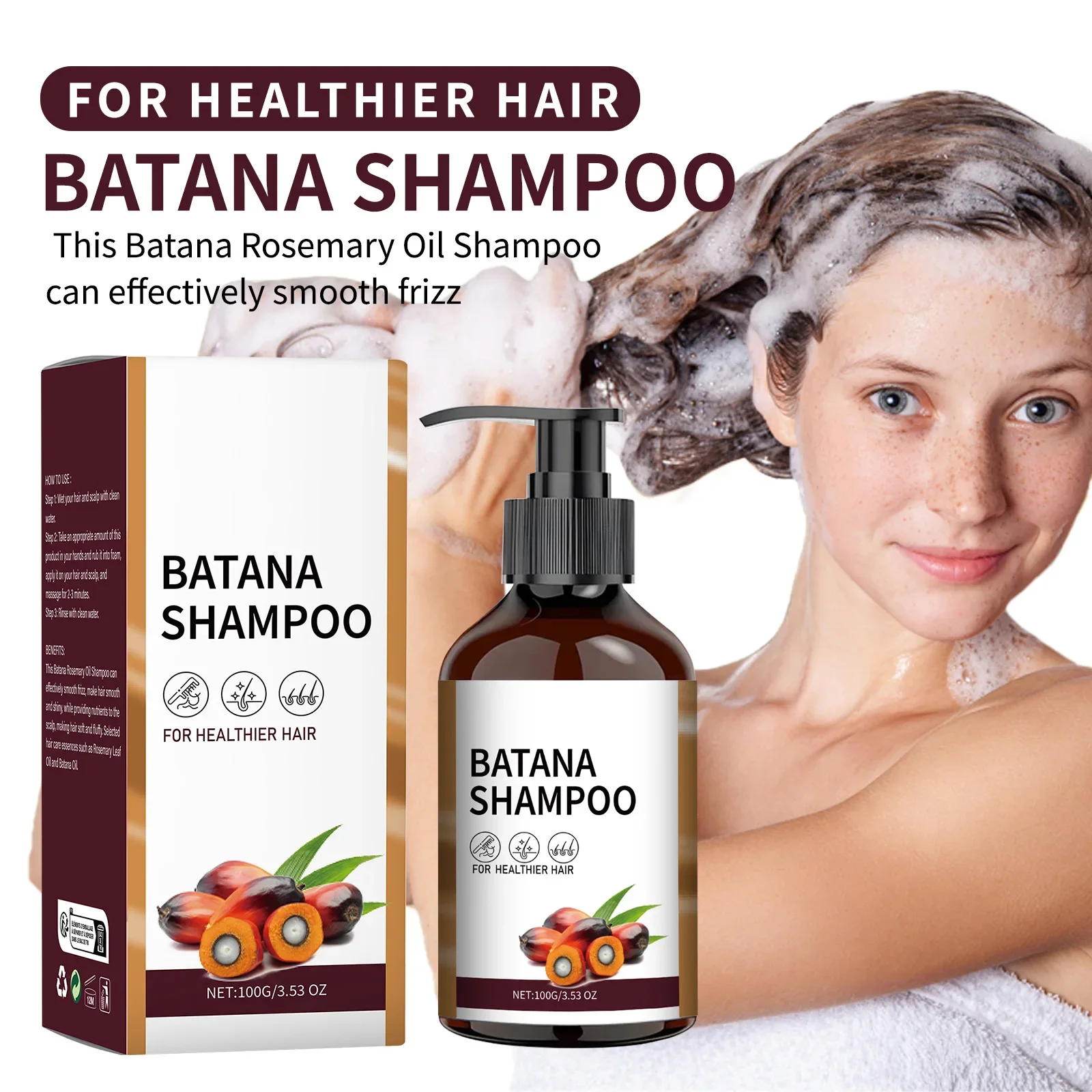 Champú de aceite de Batana de 100ML, hidratación profunda, crecimiento del cabello suave y grueso para Anti Frizz, antipérdida de cabello, cuidado de la queratina del cabello dañado