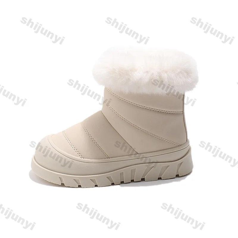 Winter Children\'s Boots Korean Warm Plush Outdoor Snow Boots New Comfortable Cold Proof Anti Slip Waterproof  Warm Short Boots