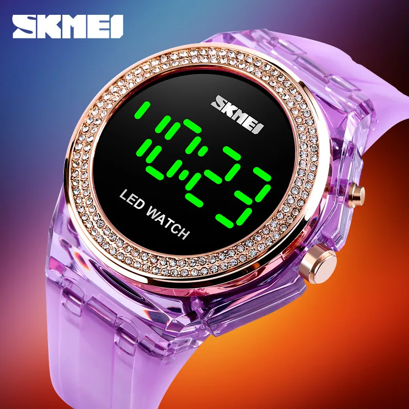 Fashion New LED Creative Skmei Watch Transparent Large Dial Female Student Outdoor Sports Waterproof Electronic Watch