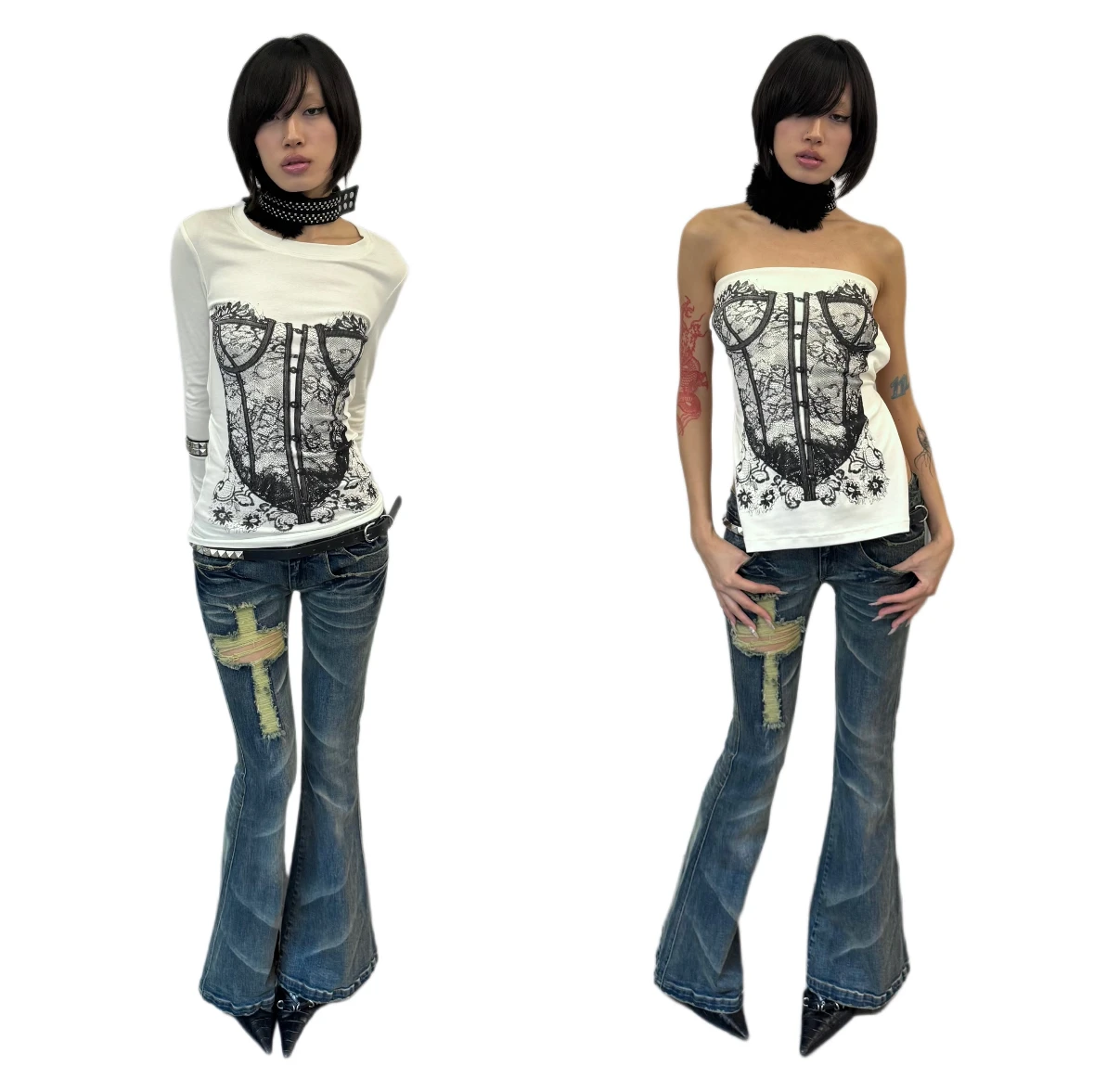 

Spring High Waist Vintage Hollow Out Hole Pants Women's Clothes Fashion Trousers Y2k Harajuku Women Zipper Denim Pant Streetwear