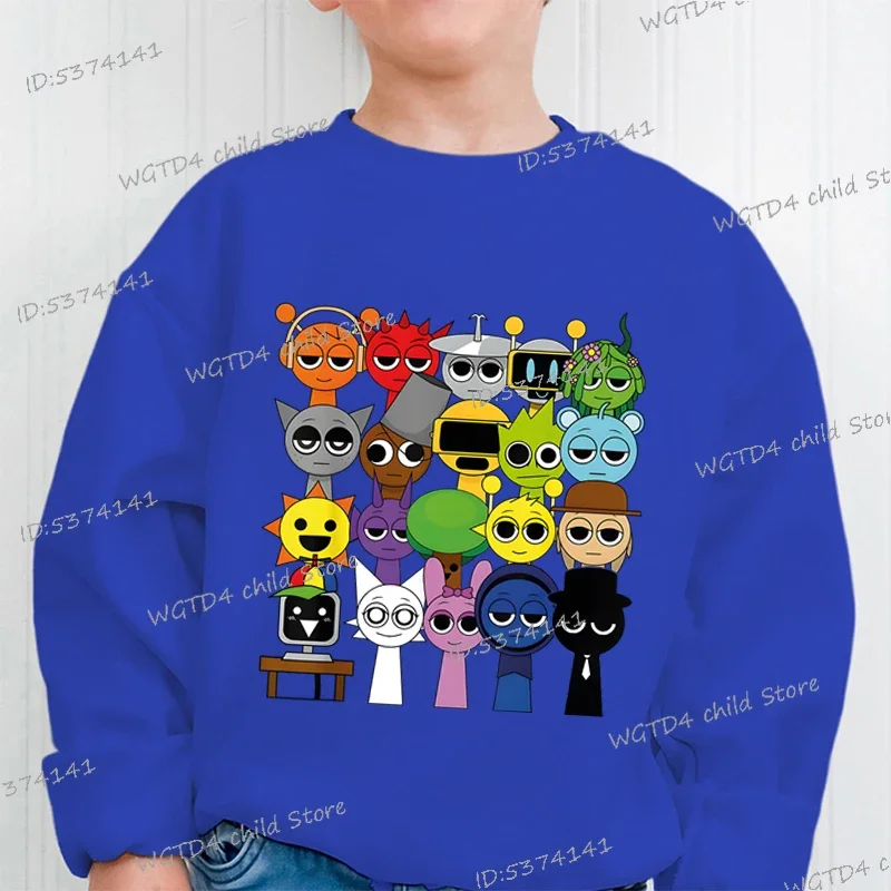 Fashion Sprunki Anime Boys Girls Hoodless Sweatshirt Funny Cartoon Incredibox Game Y2K Sudaderas Casual Sprunki Kid Pullover