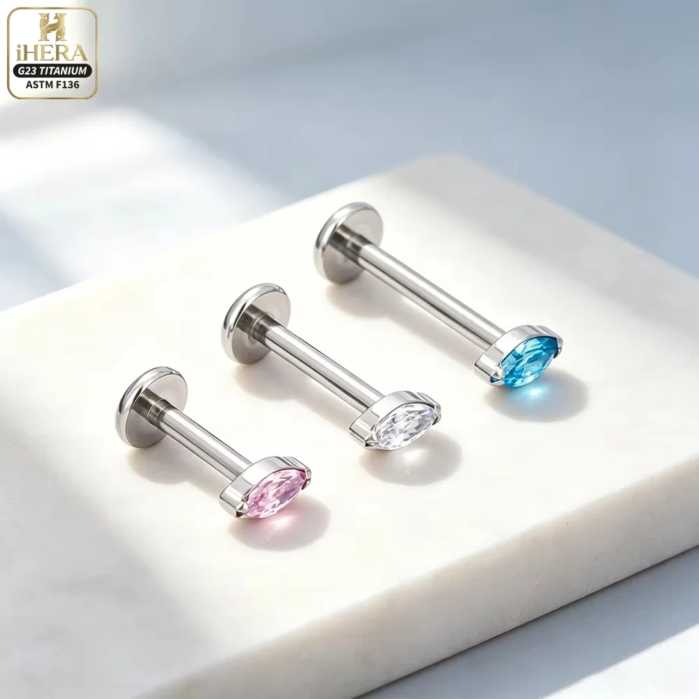 Glitzernde CZ-Besetzte Basis-Titan-Piercing-Körperschmuckstücke im Großhandel für Nasen-, Conch-, Helix-, Tragus-, Labret-, Augenbrauen-, Knorpel- und Ohrstecker. – Detail 6