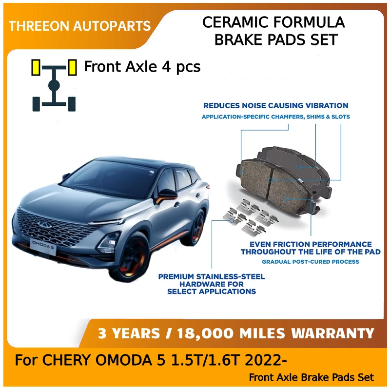 THREEON Ceramic Front Brake Pads For CHERY OMODA 5 TIGGO 8 Pro TIGGO 8 Pro Max 1.5T / 1.6T (290T) SQRF4J16 2022-Present