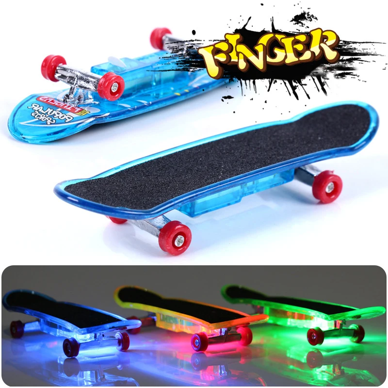 

LED Light Mini Alloy Finger Skateboard Professional Finger Skateboard Fingerboard Scrub Finger Skateboard Kids Glowing Toys