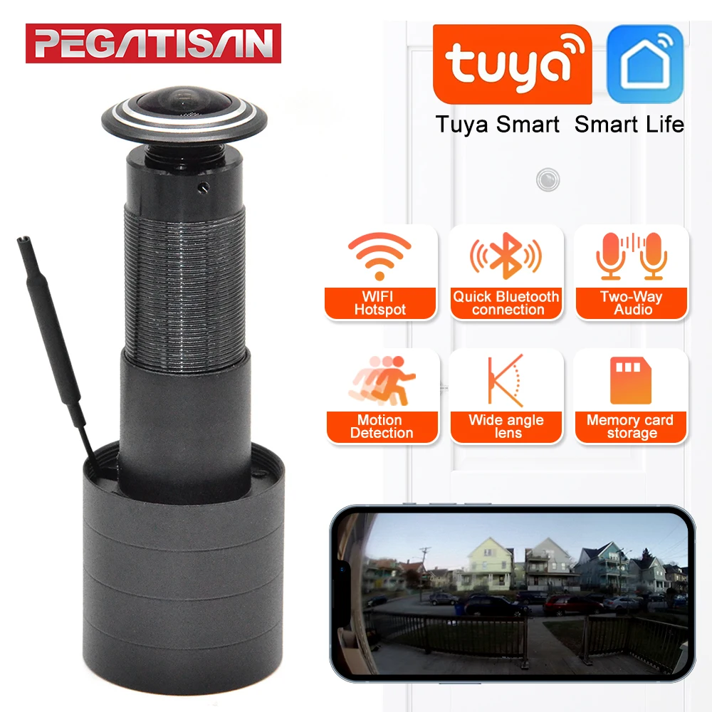 Tuya Smart Video Peephole 2MP Wifi Cam Motion Detection Door Video-eye Wireless Two-way Audio Home Security Cameras