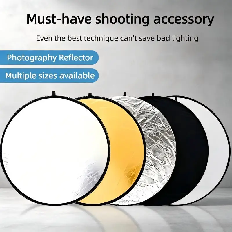 Photography Reflector 2 In 1 Light Reflector Board Collapsible Portable Round Disc Photo Studio Portrait Outdoor For Camera