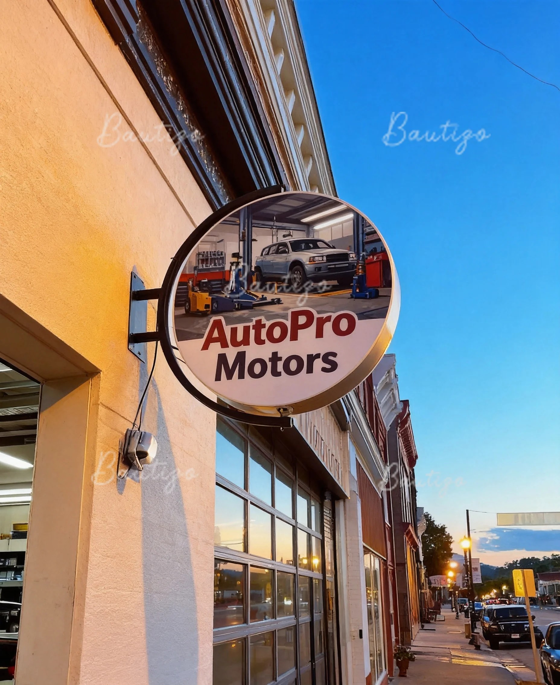 360 Rotating AutoPro Motors Sign, Outdoor Light Box Business Sign, Personalized Logo Double Sided Lighting Sign