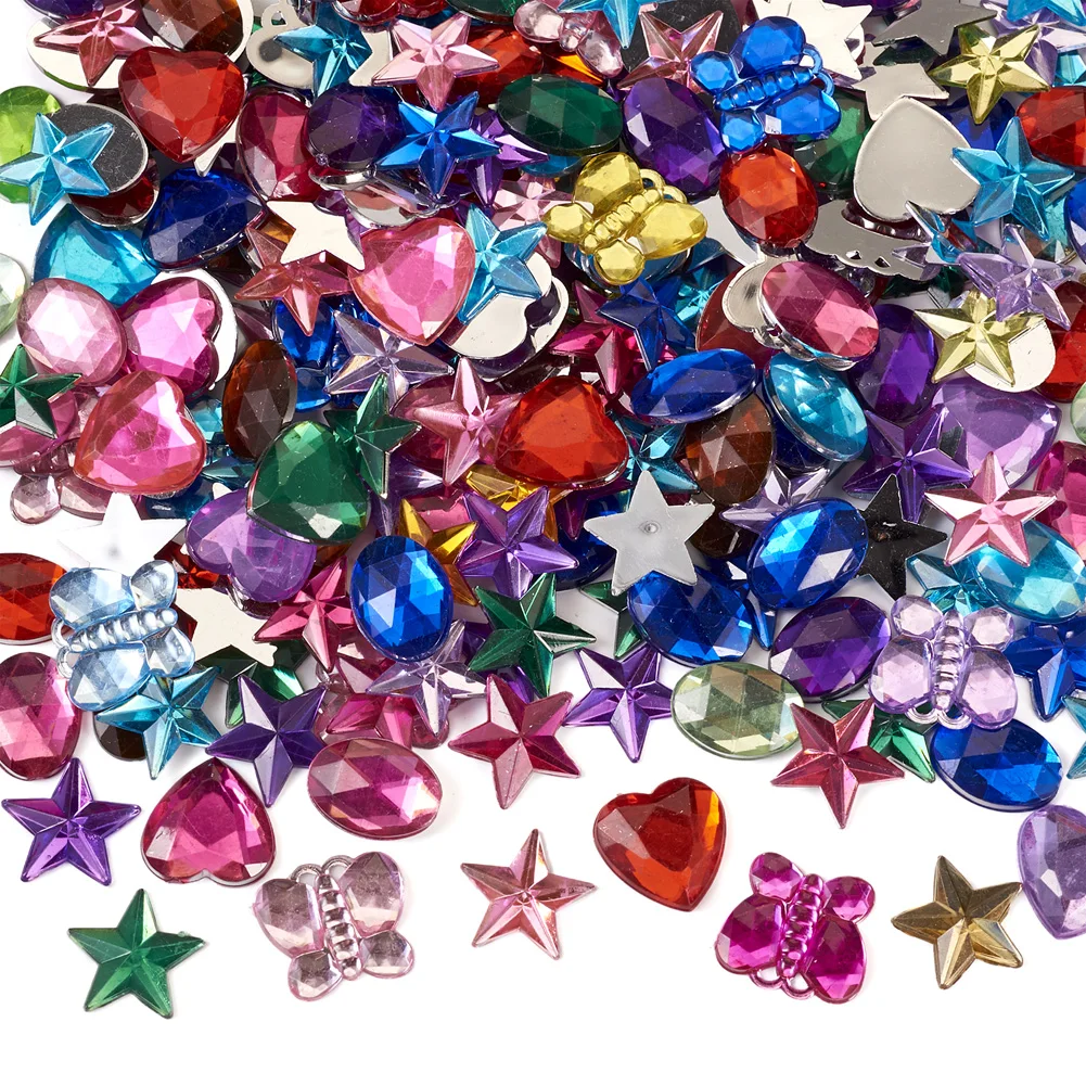 Cabochões de strass acrílico, forma mista, costas planas, para jóias, decorações de roupas, acessórios diy, 600 peças