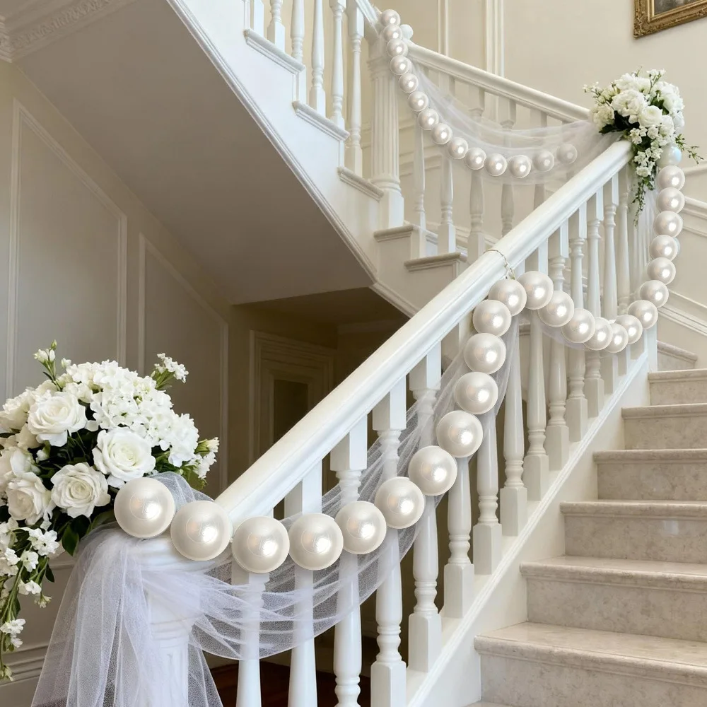 Décoration murale d'arrière-plan de mariage, fausse grande perle, guirlande de perles DIY, pendentif et figurine boule blanche
