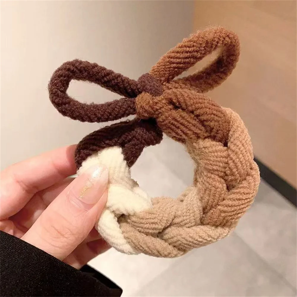 Simple Elastic Hair Ropes Hair Ties Thick Hair Scrunchie Macaron Bowknot Ponytail Holder Rubber Bands Headband Hair Accessories