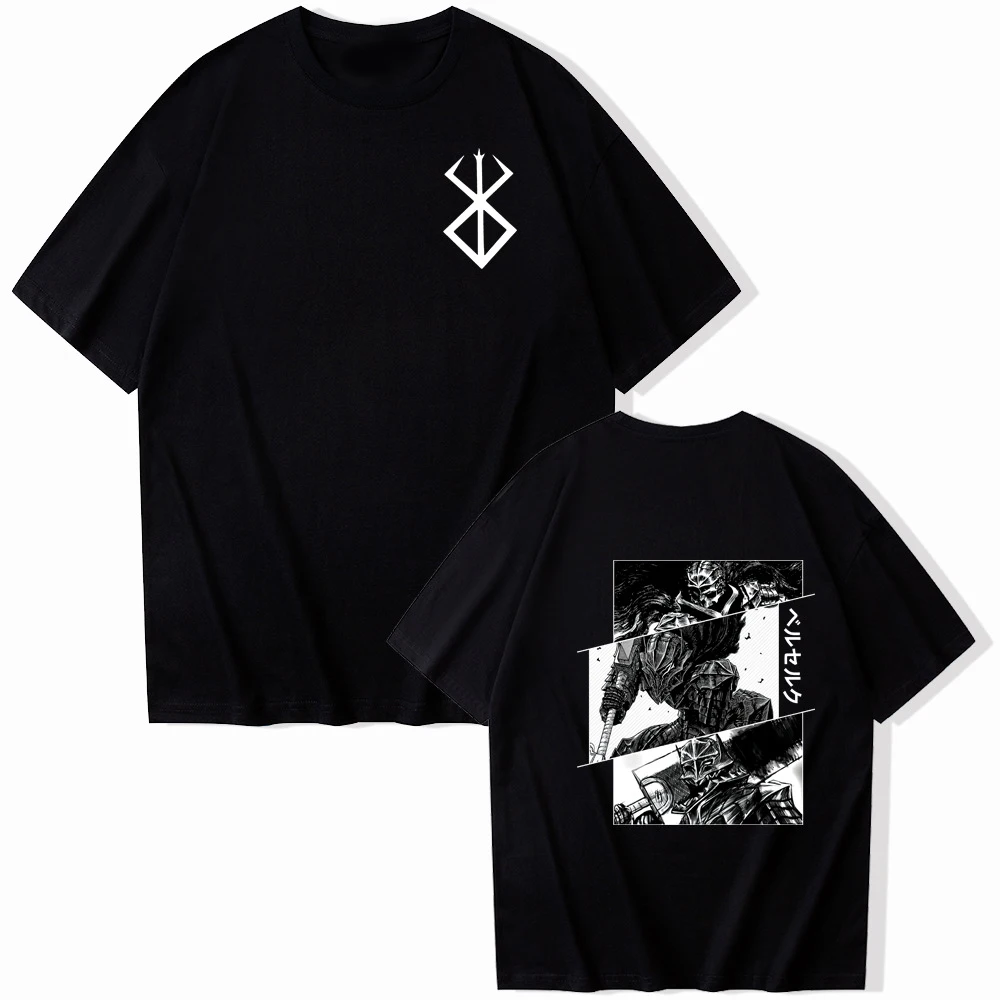 

2024 Anime Berserk Tshirt Summer Men Women Cotton Oversized Short Sleeve T Shirt Print T-shirt Tops 2024 Tee Trend Fans Clothes