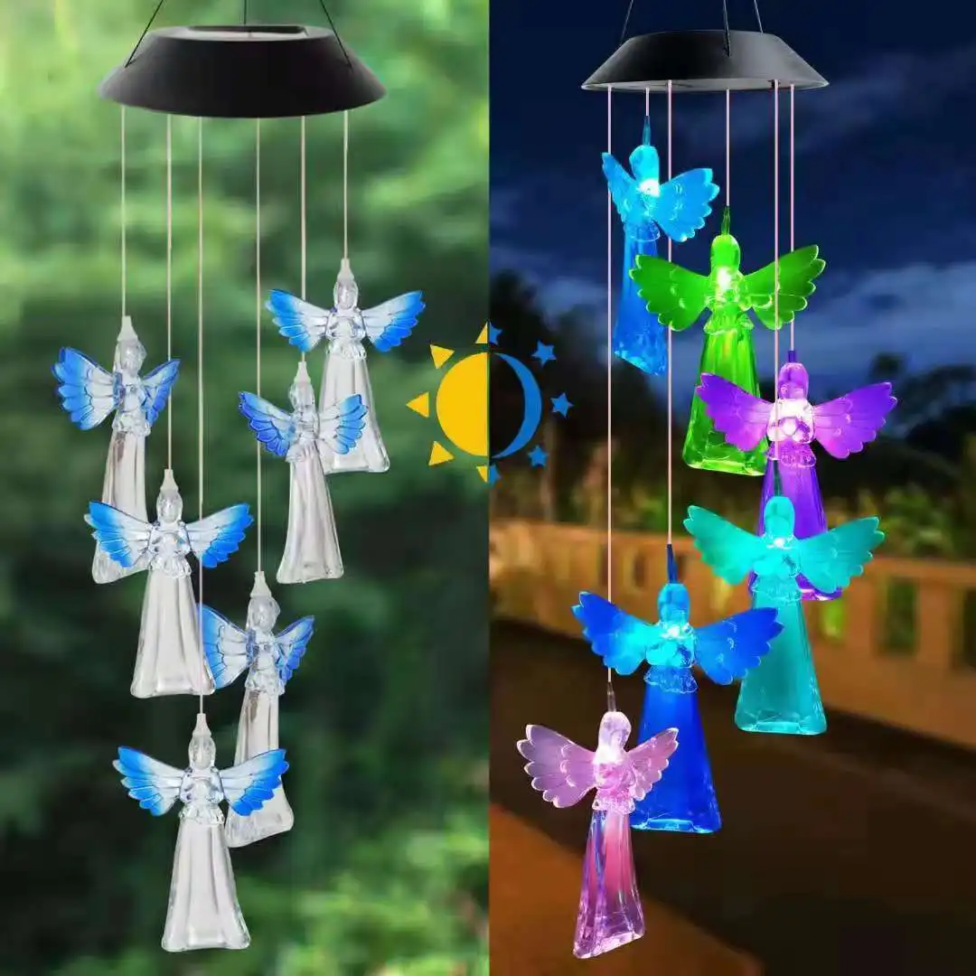 

windbell Aeolian Bells Wind-bell Solar Lamp Wind Bell Lamp Outdoor Garden Christmas Decoration New Year Angel Bird Stars