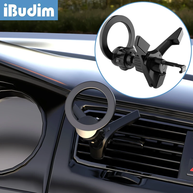 

Магнитный автомобильный держатель телефона iBudim с зажимом на вентиляционное отверстие для iPhone 13, 14 Pro Max, Magsafe, Поворот на 360 градусов, магнитная автомобильная подставка для телефона Xiaomi