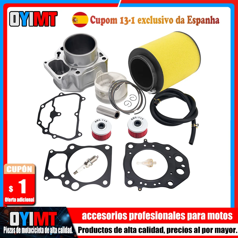 Bloque de Cilindro de 86.5mm, Pistón, Anillos, Filtro de Aceite, Junta y Filtro de Aire para Honda TRX420 Rancher 420 TRX 420 2007-2013