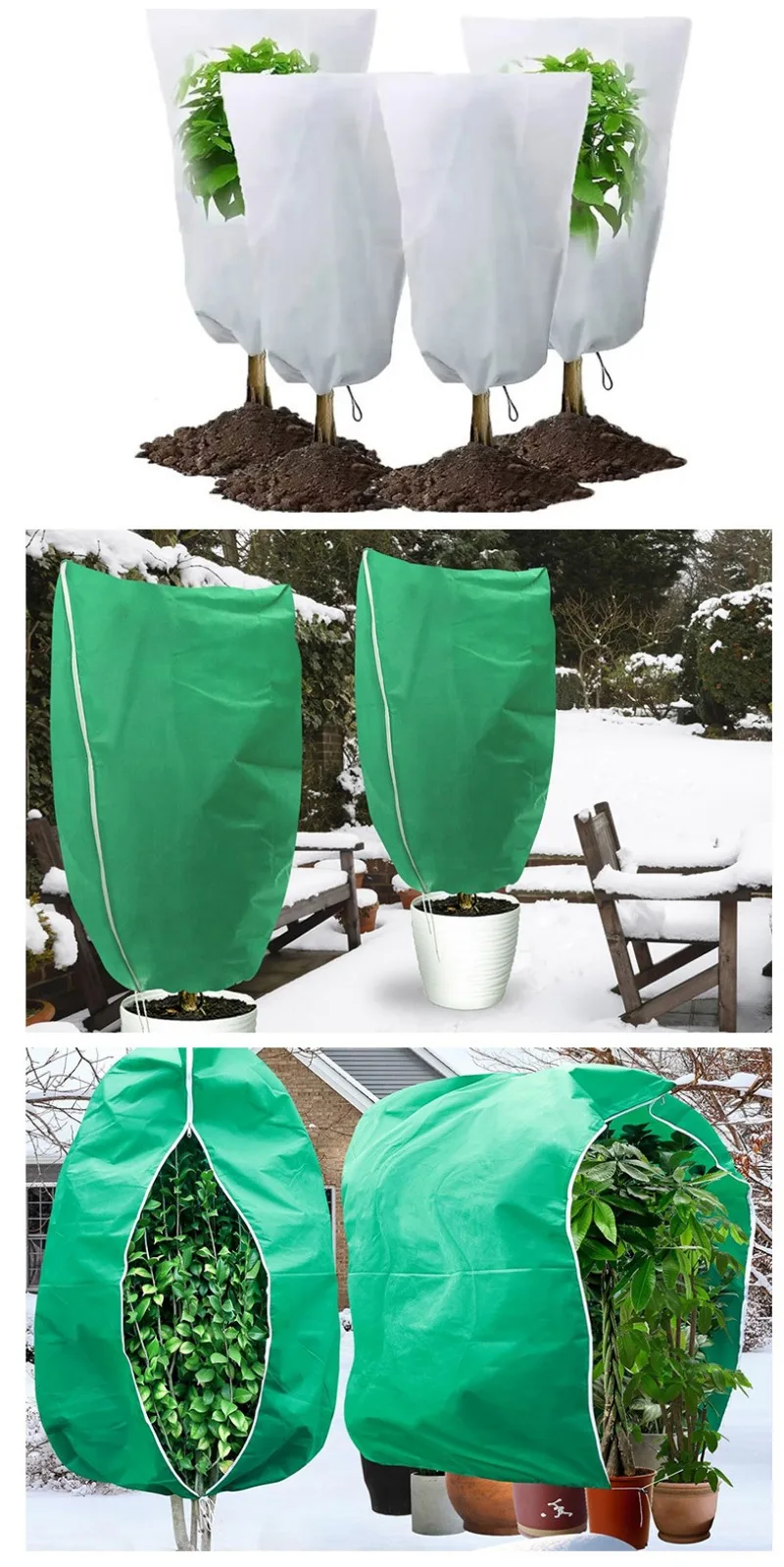 Fruit Tree Antifreeze Cover Thickened Non-woven Plant Antifreeze Cover Winter Fruit Tree Warm Cover Drawstring Fast Delivery