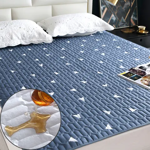 Vattentät madrassöverdrag med resårband, vadderat skyddsdyna, överkast, vintermadrassöverdrag för enkel-/dubbelsäng 140/160 8 best sales sängunderlägg - №4