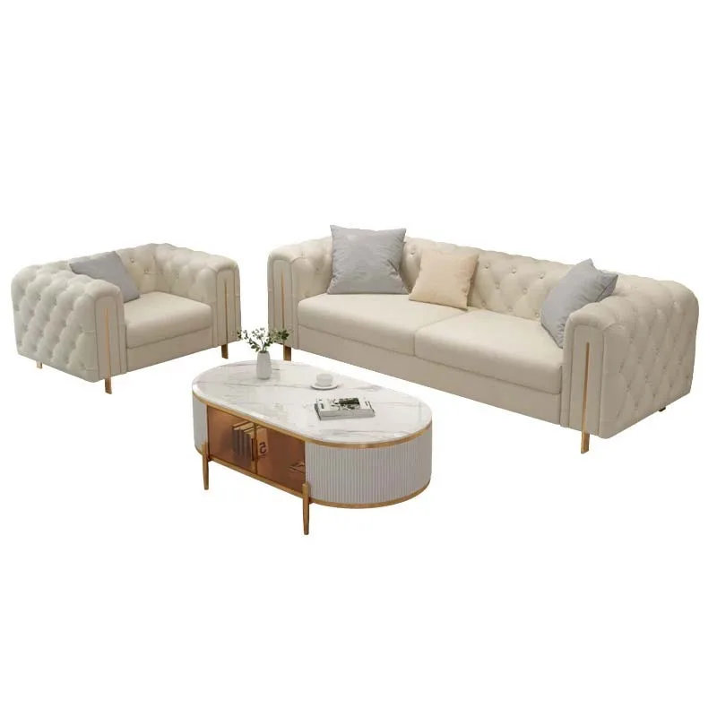 Luxury Home Furniture Lounge Fancy Sectional Living Room L Shape Sofa Sets Modern Velvet Fabric 1+2+3 Sofa Combination