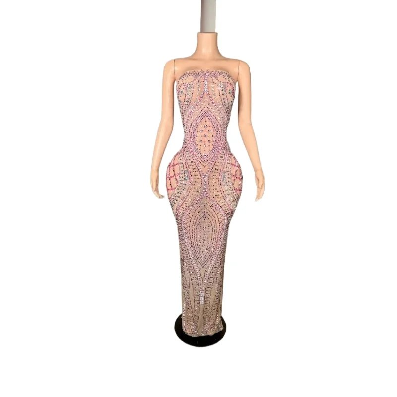 

Diamond necklace women's tubular long dress suitable for birthdays weddings parties dances dresses