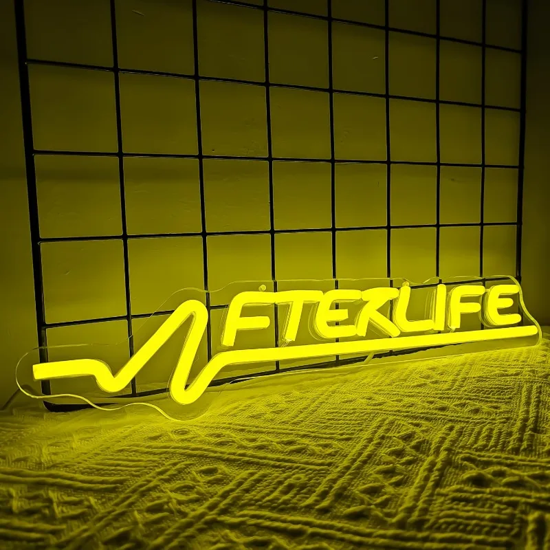 

Неоновая вывеска AFTERLIFE, желтый светодиодный настенный светильник, декор в футуристическом стиле для бара, мужской комнаты, игровой комнаты, идеальный подарок
