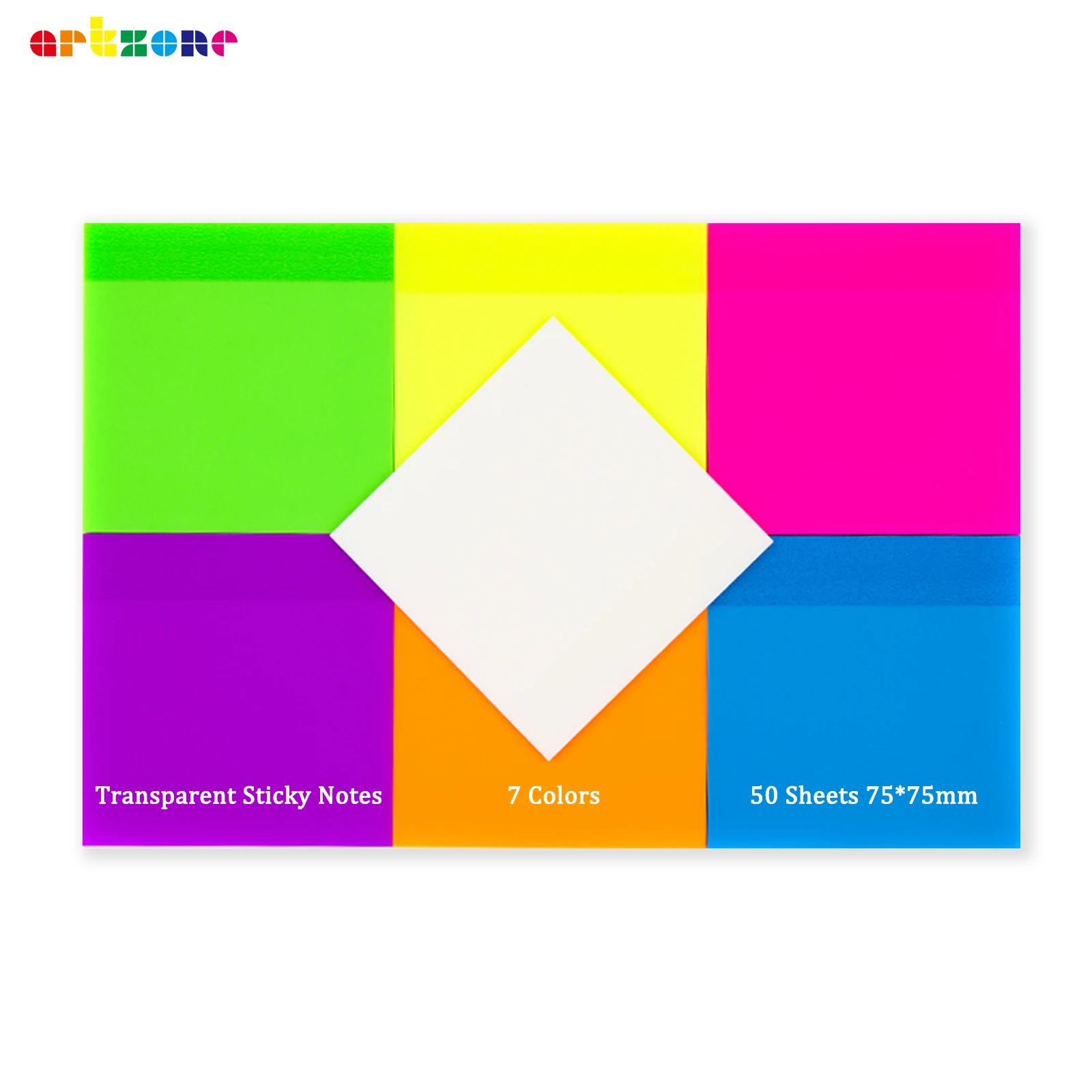 75x75mm 50 Sheets Transparent Sticky Notes Colored Waterproof Posted It See-Through Sticker Non-Covering Self Adhesive Memo Pads