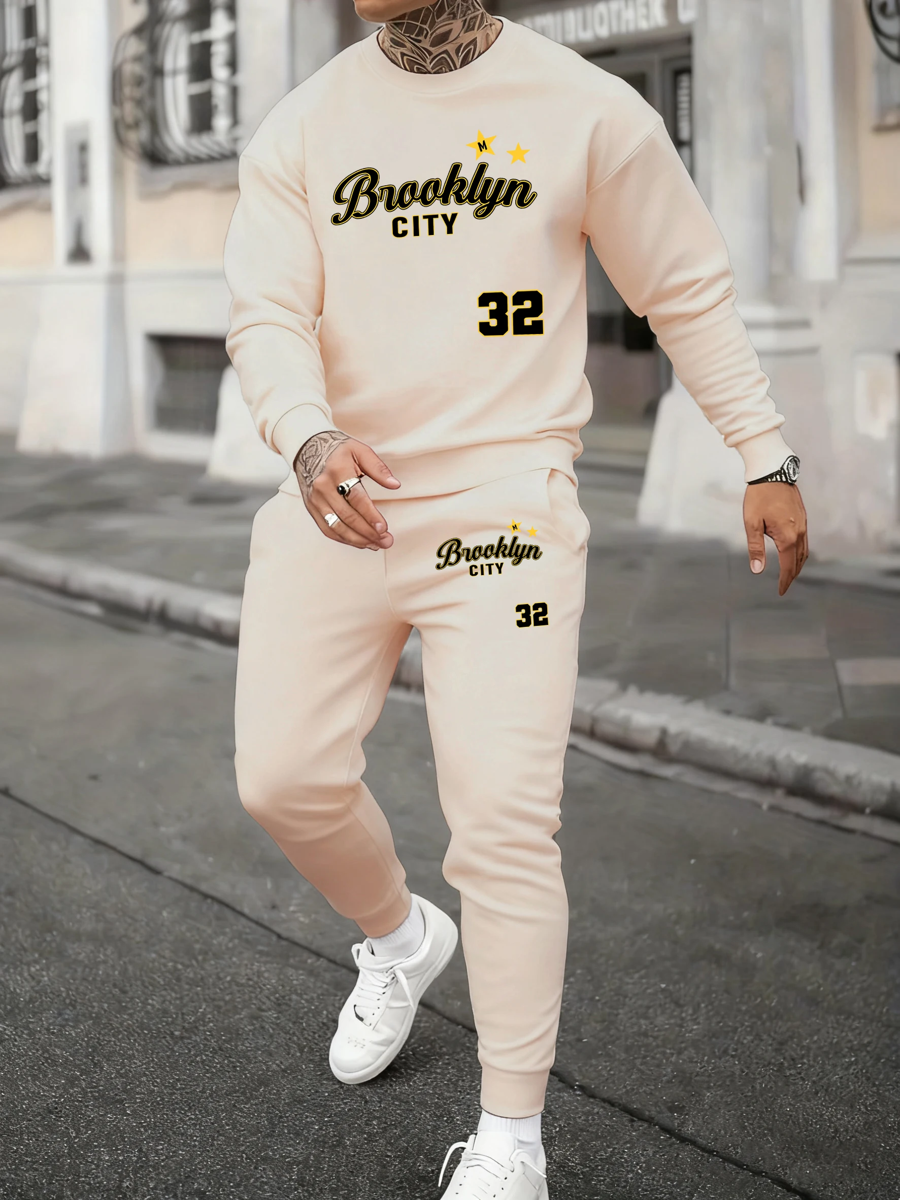 

Brooklyn City Number 32 Jersey Prints Basics Jogging Mens Sweatshirts Sweatpants Sets Warm Fashion Trousers Simple Casual Hoody