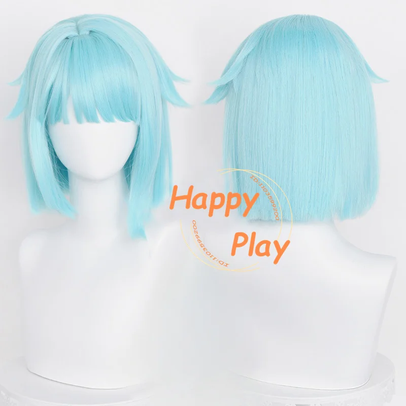 

Synthetic Rabbits Shino Hajime Cosplay Wig Blue 40cm BOBO Wigs Heat Resistant Hair For Women Halloween Christmas Role Play Wig