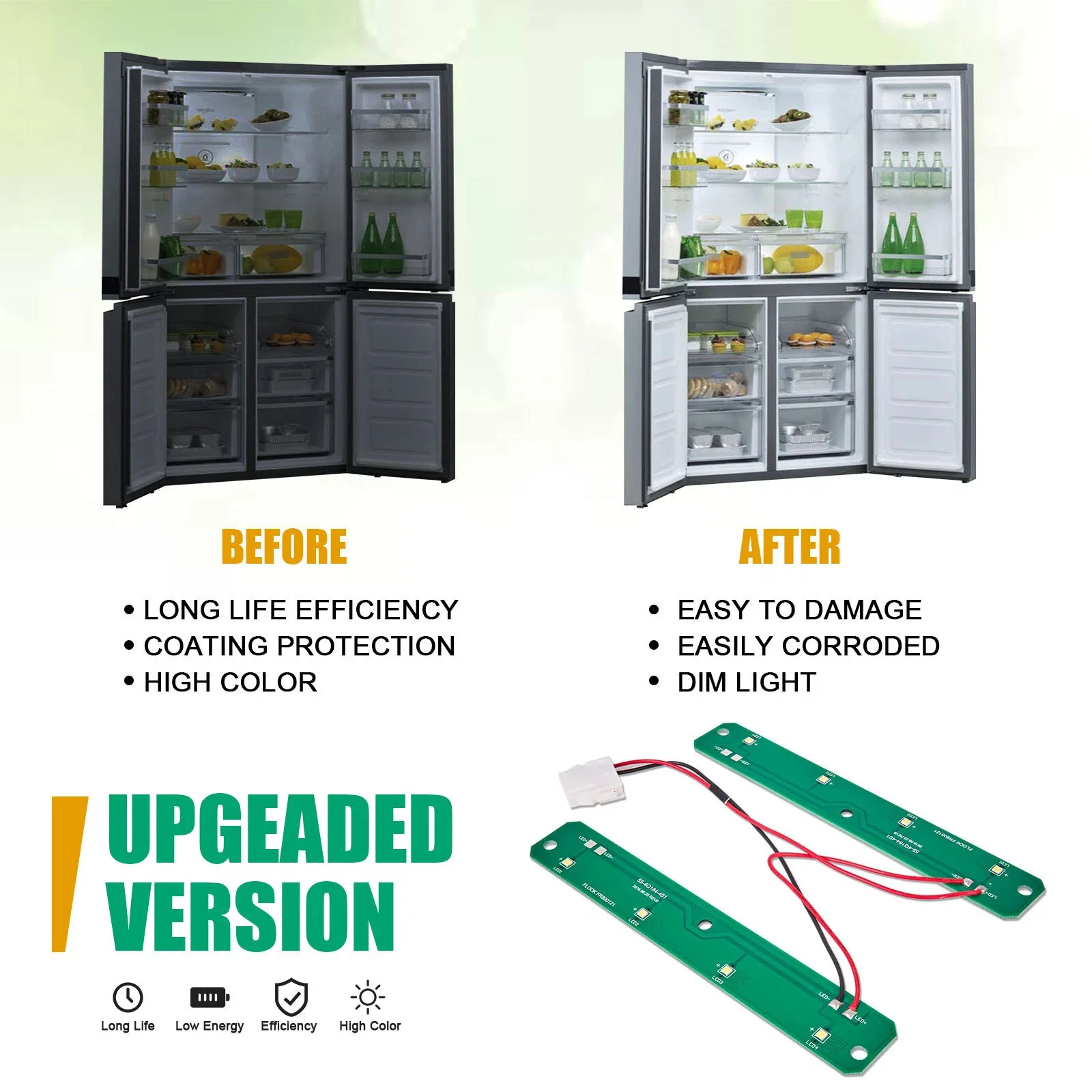 W11042554 Refrigerator LED Light Module for Whirlpool Maytag Amana, Natural White Aluminum PCB Assembly Board Replaces W11527432