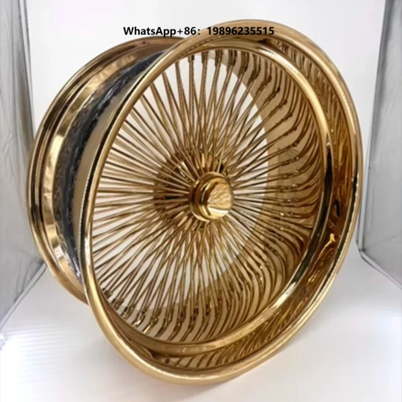 New 24 Inch Steel Vintage Wire Spoke Wheel Rims Chrome Silver & Gold Multi Spoke Mod Parts Classic Lowrider Old Cars