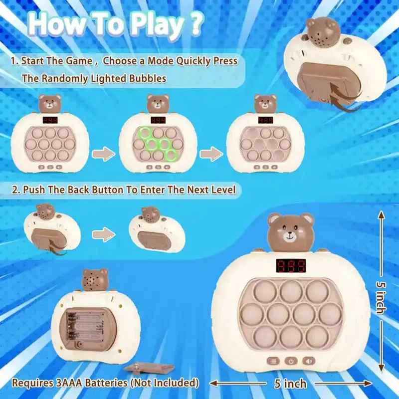 Children'S Speed Push Game Console Whack-A-Mole According Music Thinking Logic Concentration Decompression Toy English Version