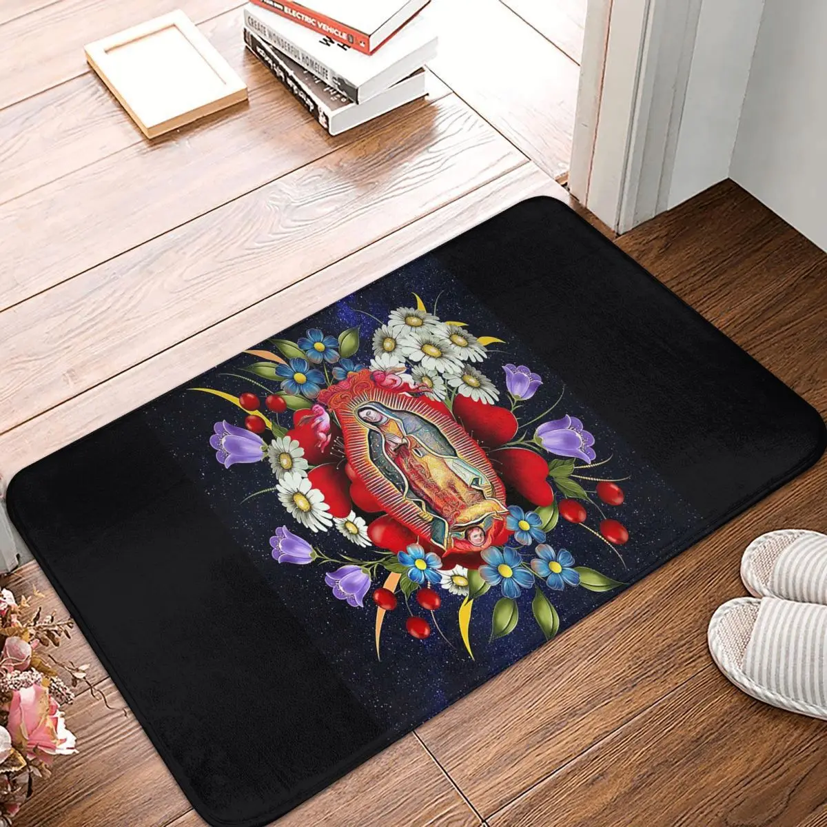 Our Lady Of Guadalupe Virgin Mary Mexican Doormat Kitchen Entrance Home Floor Mat Anti-slip Carpet Rug for Bedroom Footpad Mats
