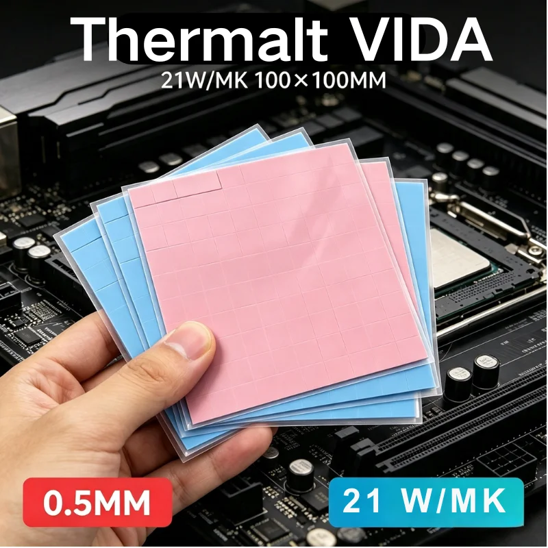 100pcs High Performance 21 W/mK 0.5/1.0/1.5/2.0/2.5mm Thermal Pad GPU CPU Heatsink Cooling Conductive Silicone Pad