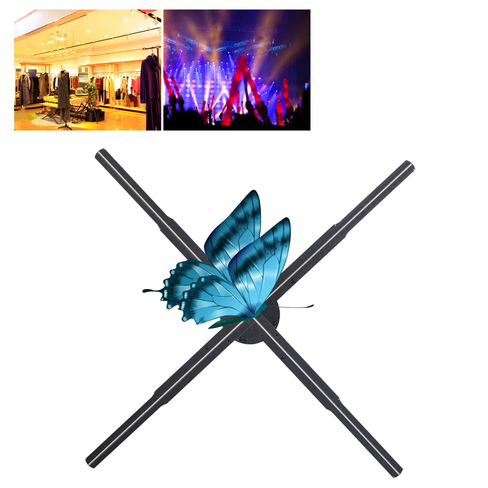 56cm 658LED 3D Hologram Projector Naked Eye HD Holographic Projector Fan Advertising Light Remote Support Picture Video