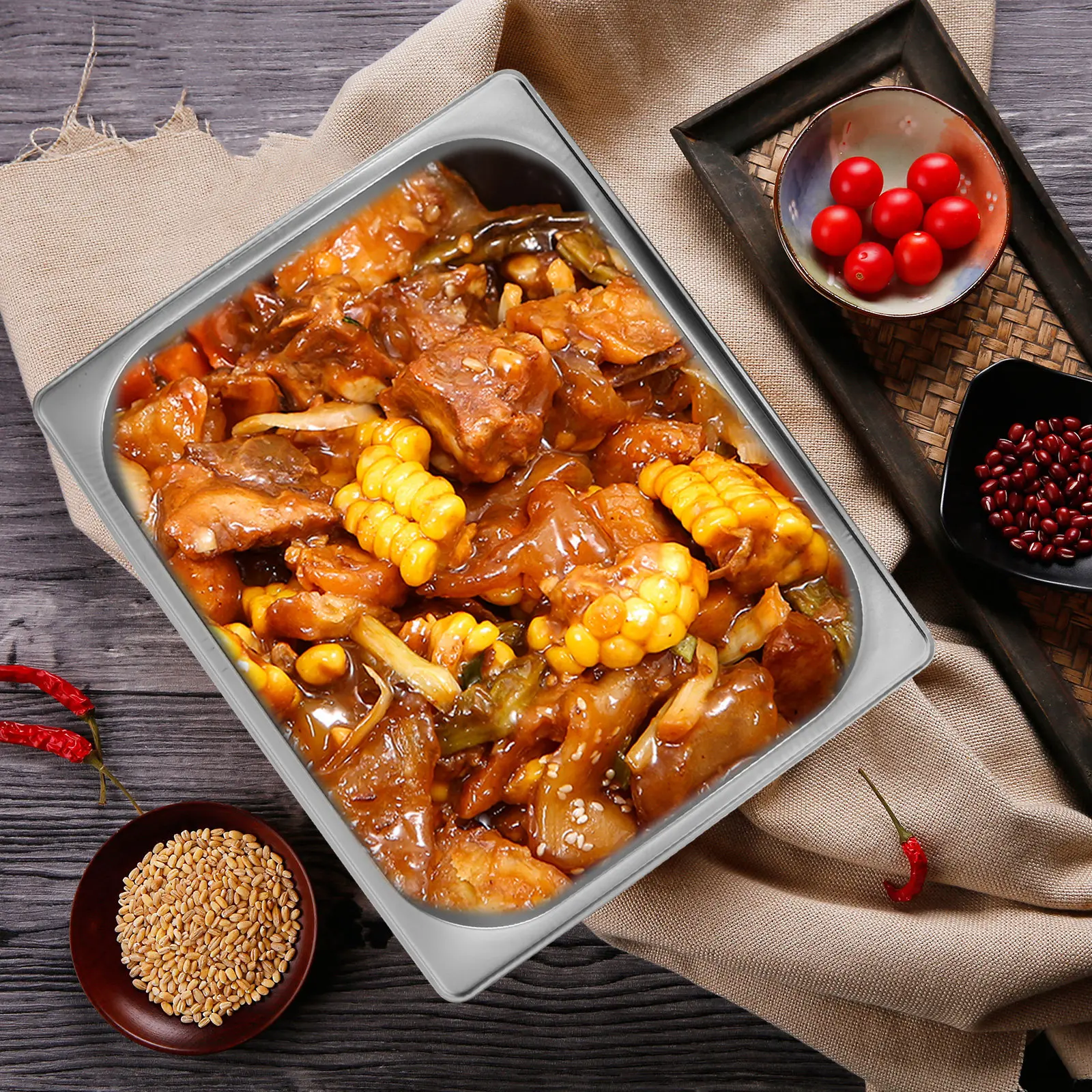 

Контейнер для еды из нержавеющей стали, большой емкости, многоразовый, для кейтеринга, подачи закусок, фруктов, десертов, хранения продуктов