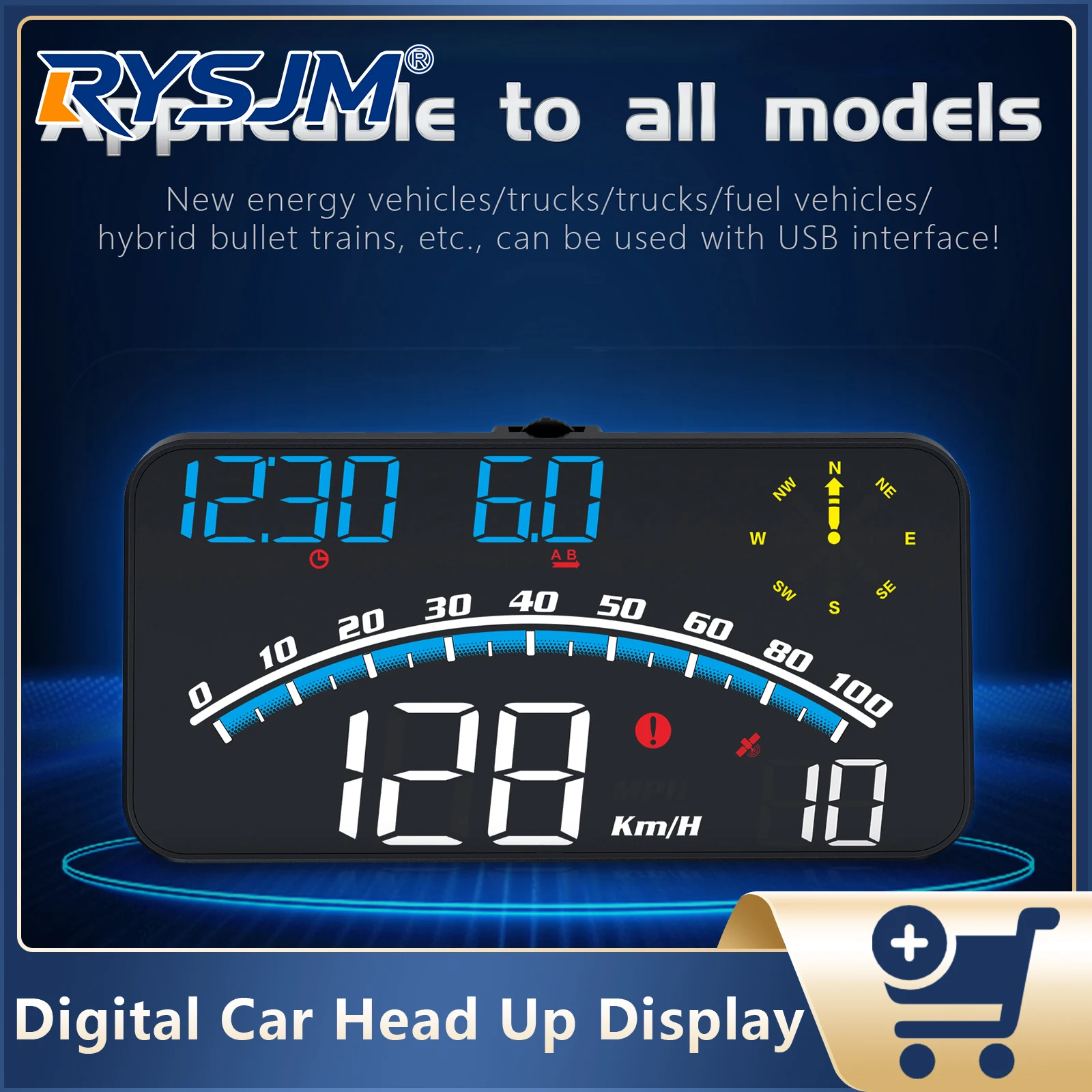 

GPS-спидометр G10 для автомобиля, GPS-проектор скорости в км/ч и мили/ч, бортовой компьютер с сигнализацией о превышении скорости, проектор-компас для всех автомобилей