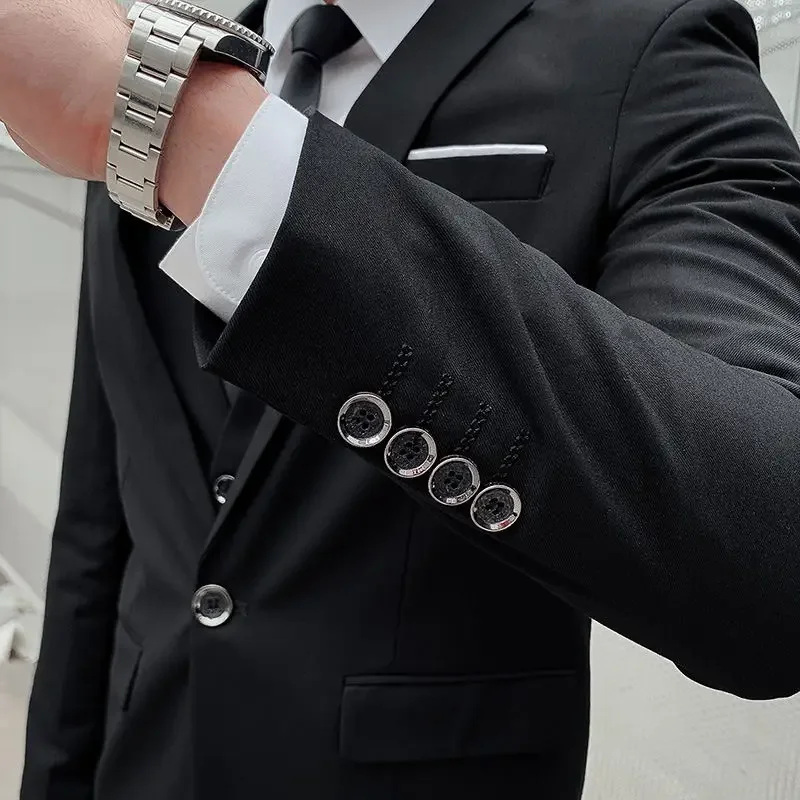 بدلة رجالية غير رسمية أحادية اللون ، سترة وسراويل ، تناسب الجسم ، تناسب السادة ، الأعمال في الهواء الطلق ، مأدبة الزفاف ، الموضة ، 6XL #3