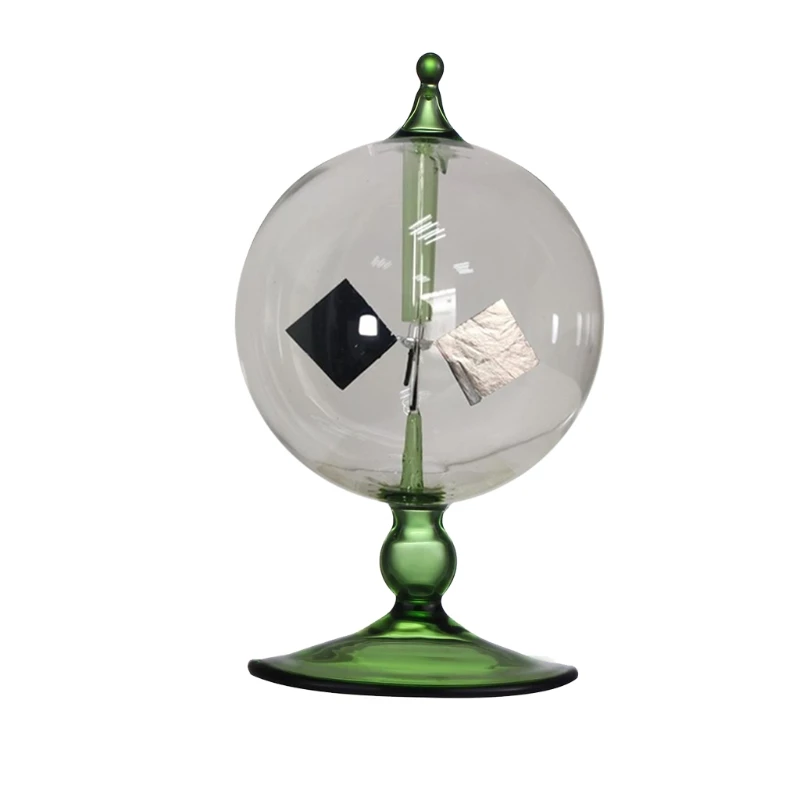 Handmade Green Glass Solar Radiometer, Light Pressure Windmill Desktop Ornament for Home Party Table Decoration
